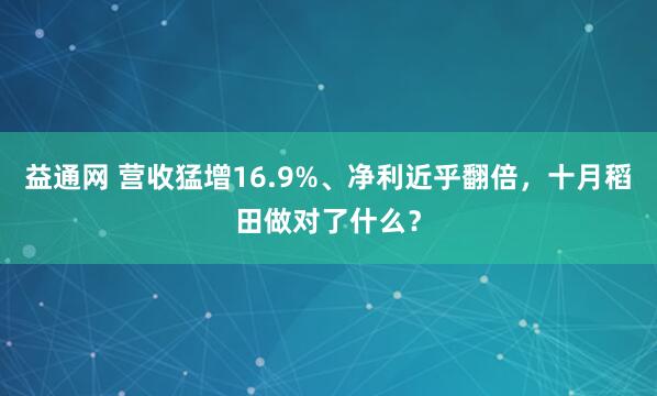 益通网 营收猛增16.9%、净利近乎翻倍，十月稻田做对了什么？