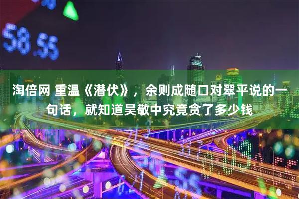 淘倍网 重温《潜伏》，余则成随口对翠平说的一句话，就知道吴敬中究竟贪了多少钱